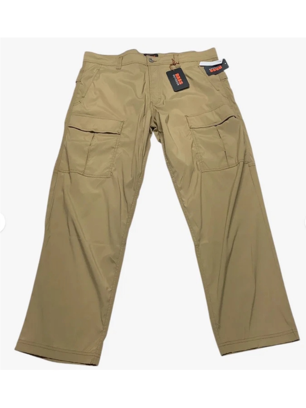 BASS OUTDOOR Mens Solid Casual Trouser Pants Beige 34W X 32L